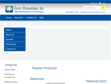 Tablet Screenshot of cleverpromotions.com
